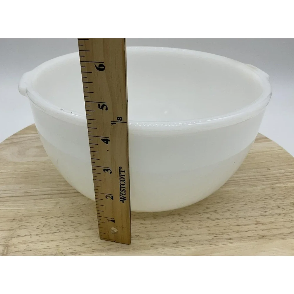Glasbake 38CG White Milk Glass 4-Quart‎ Mixing Bowl for Sunbeam Mixers VTG USA